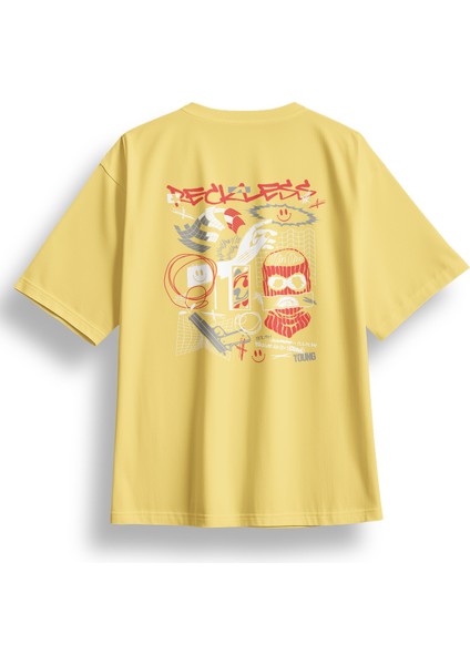 Oversize Reckless Baskılı Tshirt