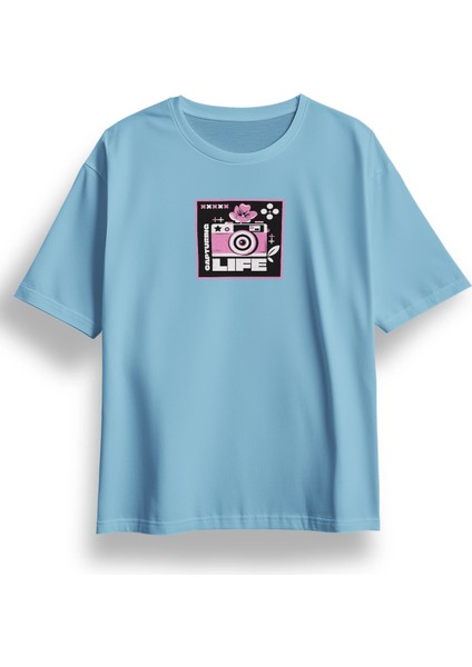 Oversize Capturing Life Baskılı Tshirt