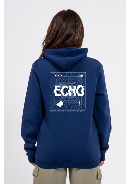 Regular Sırtta Echo Baskılı Hoodie