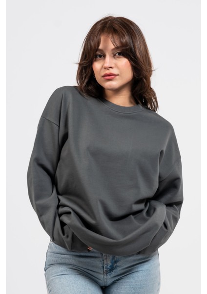 Oversize Sırtta Echo Baskılı Sweatshirt