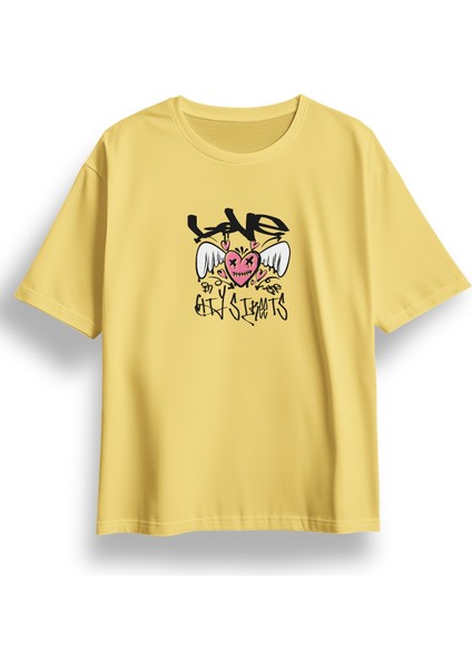 Oversize City Streets Baskılı Tshirt