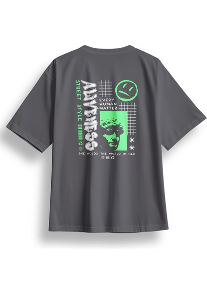 Oversize Aliveness Baskılı Tshirt