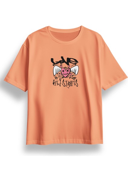 Oversize City Streets Baskılı Tshirt