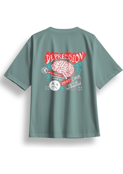 Oversize Depression Baskılı Tshirt