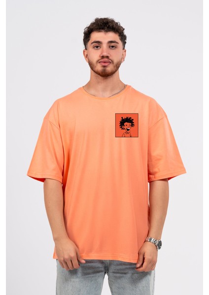 Oversize Curly Man Baskılı Tshirt
