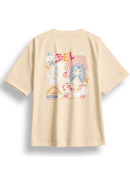 Oversize Rebel Baskılı Tshirt