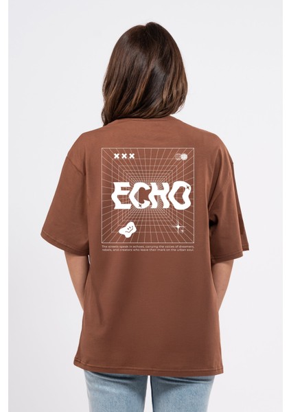Oversize Sırtta Echo Baskılı Tshirt