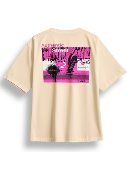 Oversize Sırtta Authentic Baskılı Tshirt