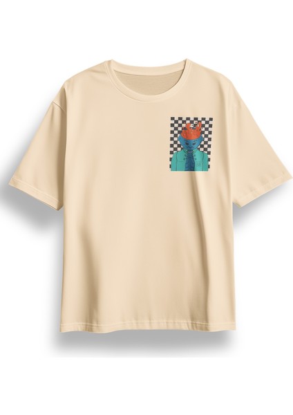 Oversize Göğüste Be Furious Baskılı Tshirt