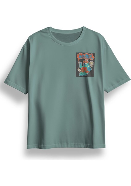 Oversize Göğüste Dont Smoke Baskılı Tshirt