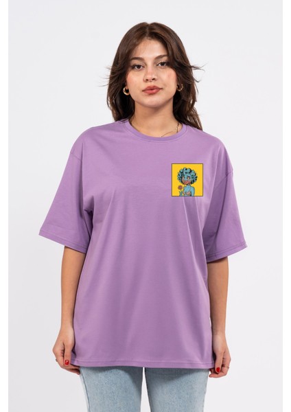 Oversize Göğüste Cry Woman Baskılı Tshirt
