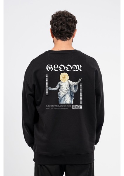Oversize Sırtta Bloom Baskılı Sweatshirt