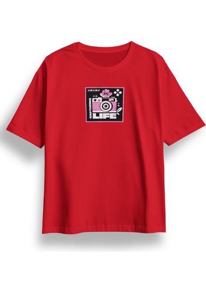 Oversize Capturing Life Baskılı Tshirt
