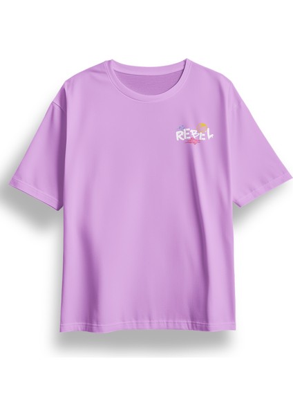 Oversize Rebel Baskılı Tshirt