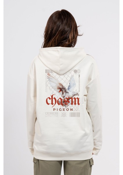 Oversize Sırtta Chasm Baskılı Hoodie