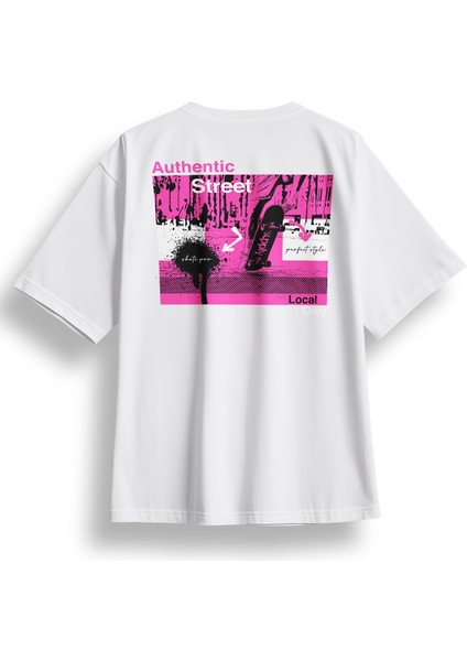Oversize Sırtta Authentic Baskılı Tshirt
