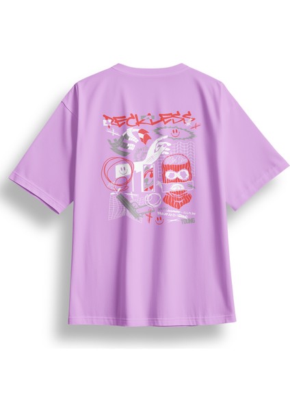 Oversize Reckless Baskılı Tshirt