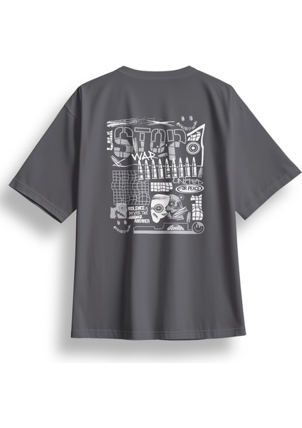 Oversize Stop War Baskılı Tshirt