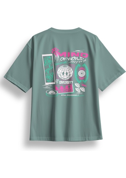 Oversize Mind Of World Baskılı Tshirt