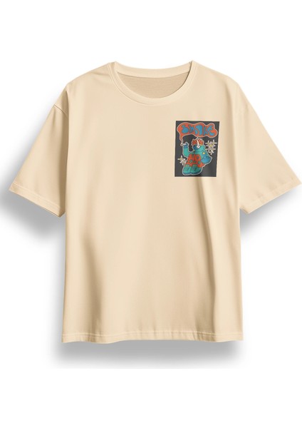 Oversize Göğüste Dont Smoke Baskılı Tshirt