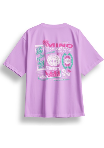 Oversize Mind Of World Baskılı Tshirt