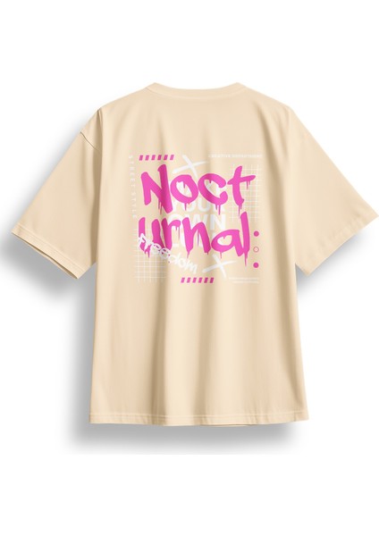 Oversize Nocturnal Baskılı Tshirt