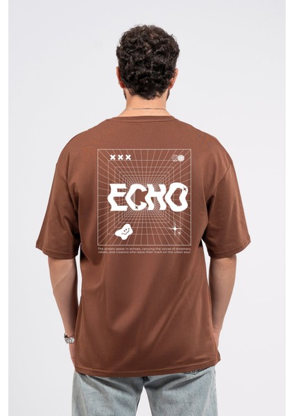 Oversize Sırtta Echo Baskılı Tshirt