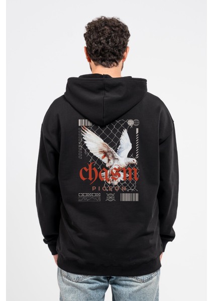 Oversize Sırtta Chasm Baskılı Hoodie
