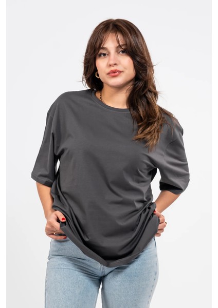 Oversize Sırtta Echo Baskılı Tshirt
