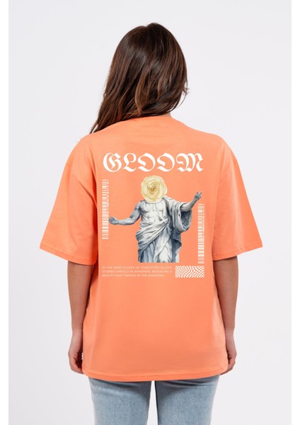 Oversize Sırtta Bloom Baskılı Tshirt