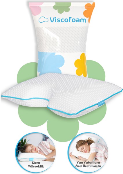 Shoulder Yan Yatanlar Boyun Destekli Ortopedik Yastık Boyun Destekli Visco Yastık - 58 x 40 x 12 cm