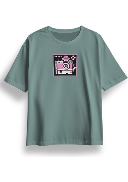 Oversize Capturing Life Baskılı Tshirt