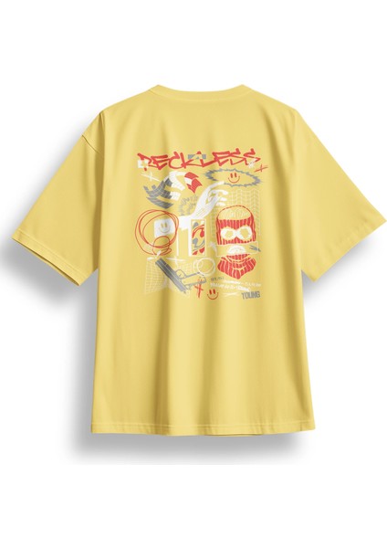 Oversize Reckless Baskılı Tshirt