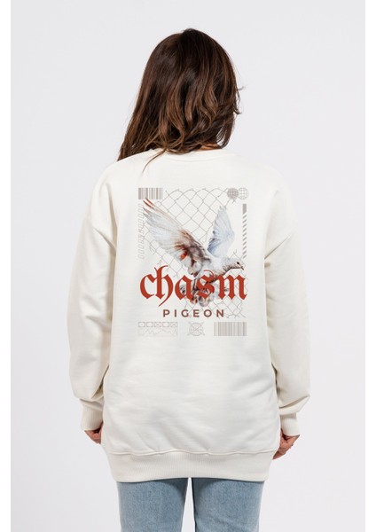 Oversize Sırtta Chasm Baskılı Sweatshirt