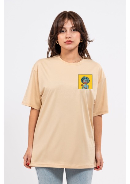 Oversize Göğüste Cry Woman Baskılı Tshirt