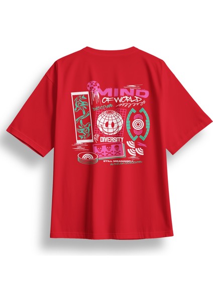 Oversize Mind Of World Baskılı Tshirt