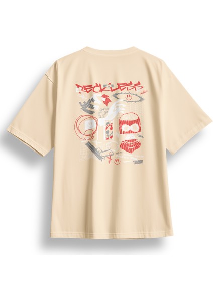 Oversize Reckless Baskılı Tshirt