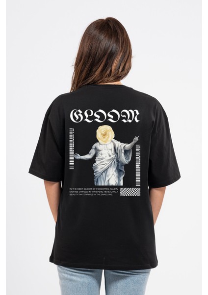 Oversize Sırtta Bloom Baskılı Tshirt