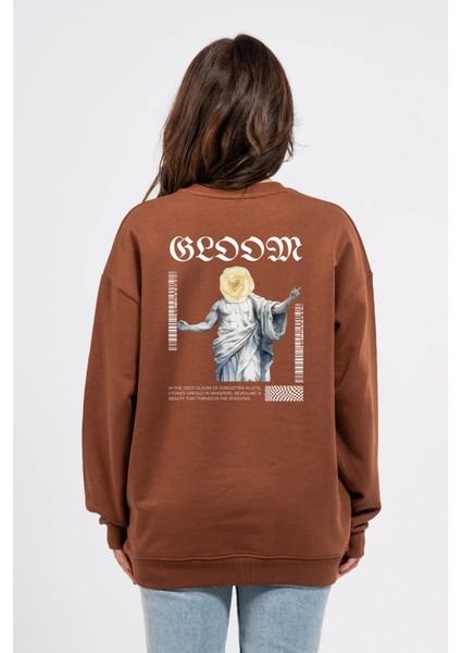 Oversize Sırtta Bloom Baskılı Sweatshirt