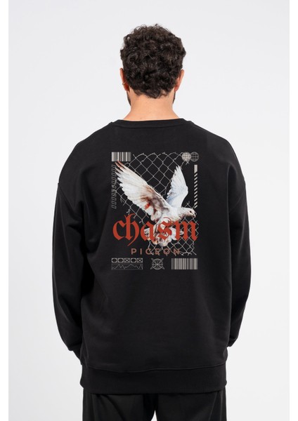 Oversize Sırtta Chasm Baskılı Sweatshirt