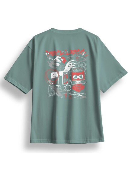 Oversize Reckless Baskılı Tshirt