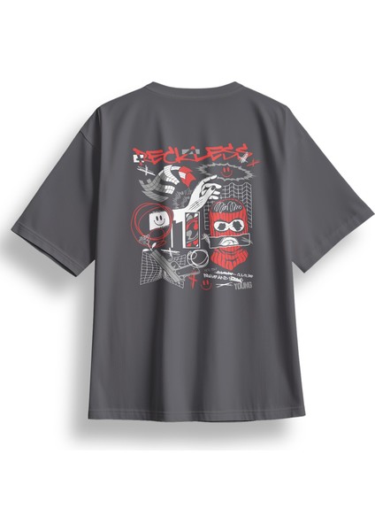 Oversize Reckless Baskılı Tshirt