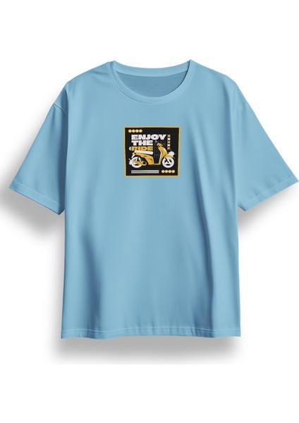 Oversize Enjoy The Ride Baskılı Tshirt