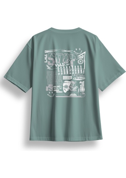 Oversize Stop War Baskılı Tshirt