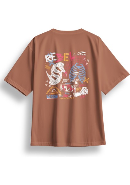 Oversize Rebel Baskılı Tshirt