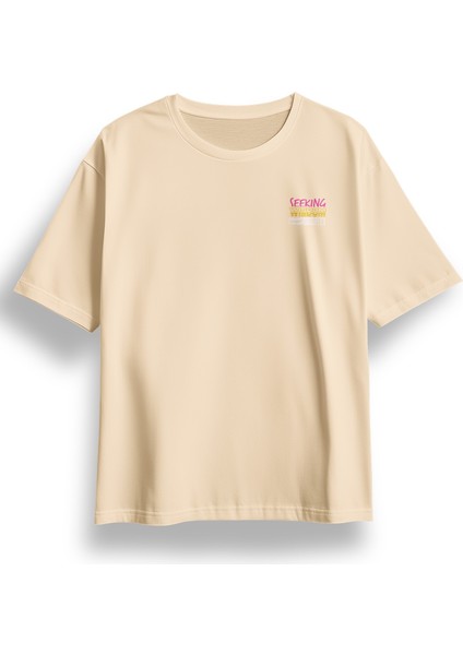 Oversize Seeking Baskılı Tshirt