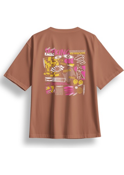 Oversize Seeking Baskılı Tshirt