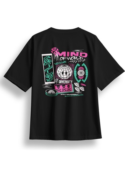 Oversize Mind Of World Baskılı Tshirt
