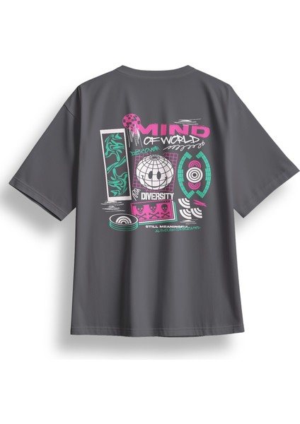 Oversize Mind Of World Baskılı Tshirt