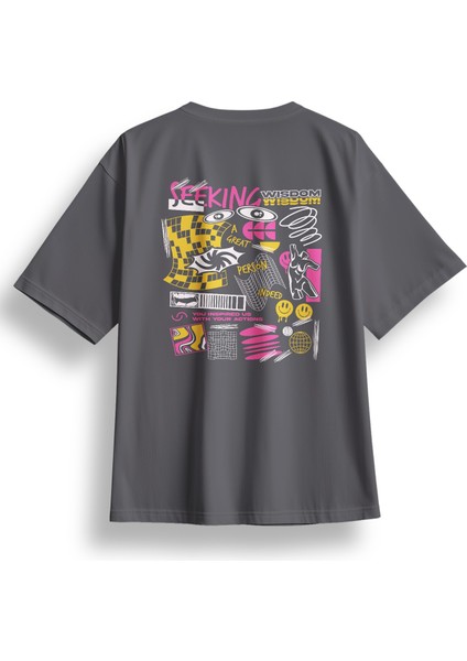 Oversize Seeking Baskılı Tshirt